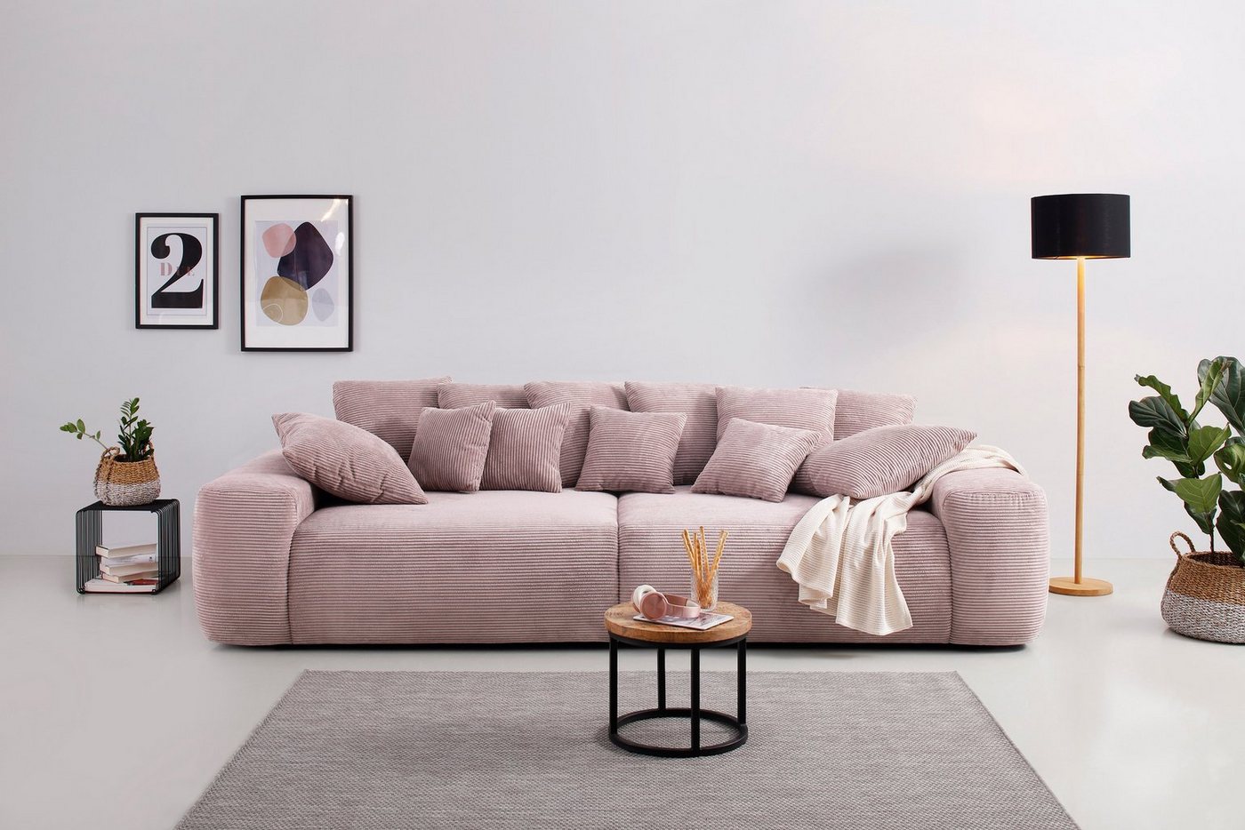 Home affaire Big-Sofa Glamour, Boxspringfederung, Breite 302 cm, Lounge Sofa mit vielen losen Kissen von Home affaire