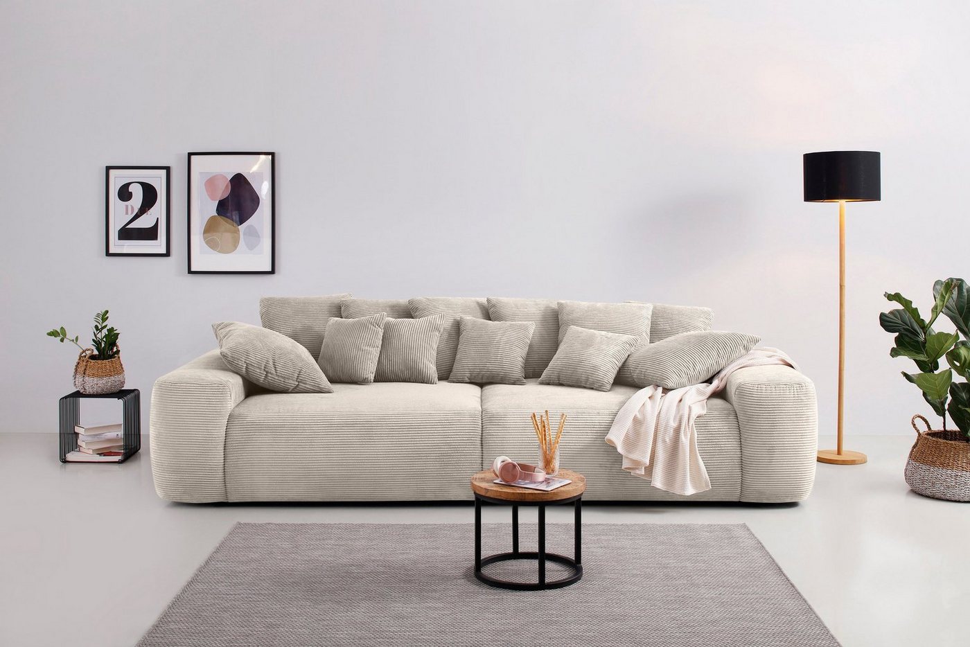 Home affaire Big-Sofa Glamour, Boxspringfederung, Breite 302 cm, Lounge Sofa mit vielen losen Kissen von Home affaire