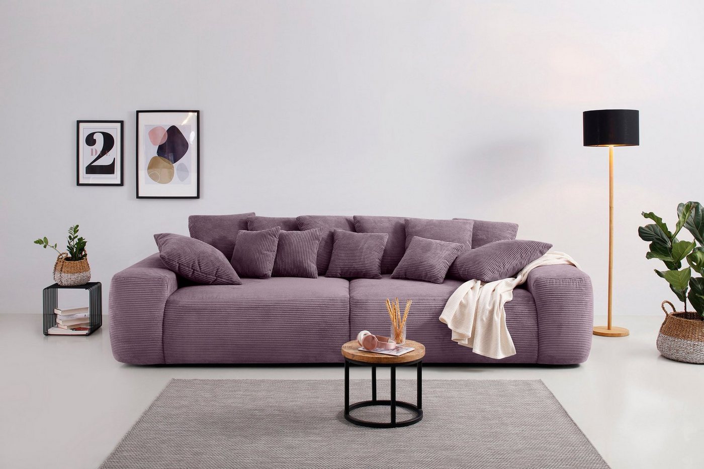 Home affaire Big-Sofa Glamour, Boxspringfederung, Breite 302 cm, Lounge Sofa mit vielen losen Kissen von Home affaire