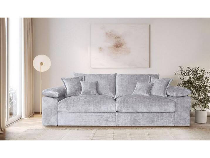 Home affaire Big-Sofa Soft&Cosy XL - Breite 246 cm, Mega-Sofa, Cord oder Chenille-Struktur, Federkern-Polsterung, grau, hellgrau von Home-affaire
