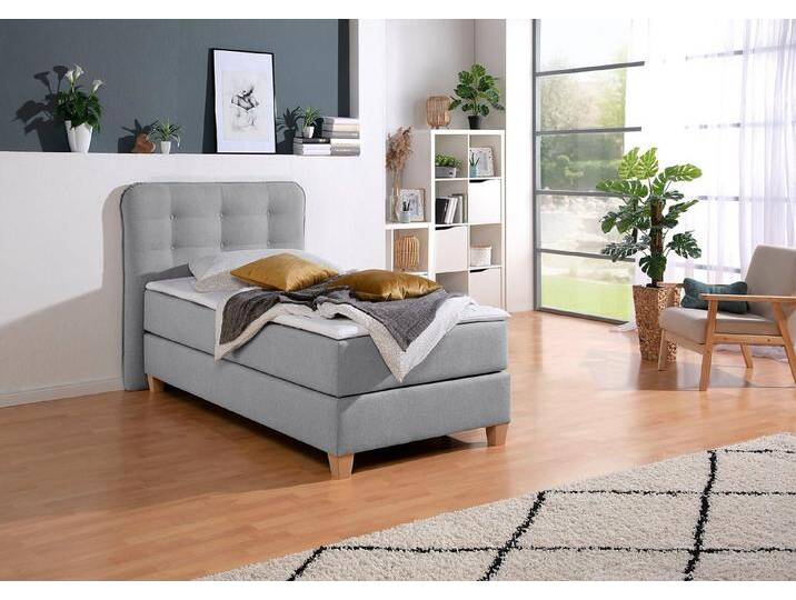 Home affaire Boxspringbett, inklusive Komfortschaum-Topper, grau, Bonnell-Federkernmatratze , H3 (100 kg), grau von Home-affaire