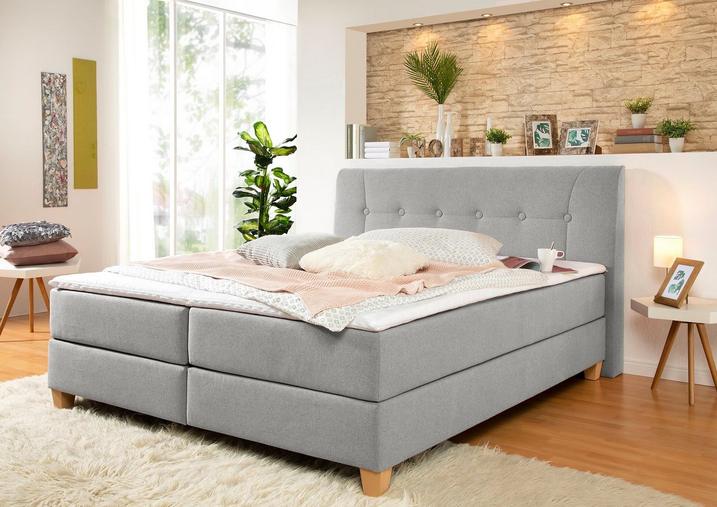 Home affaire Boxspringbett Calloway, inkl. Topper, XXL-Ausführung, in 4 Farben, 5 Breiten, 3 Matratzenarten von Home affaire