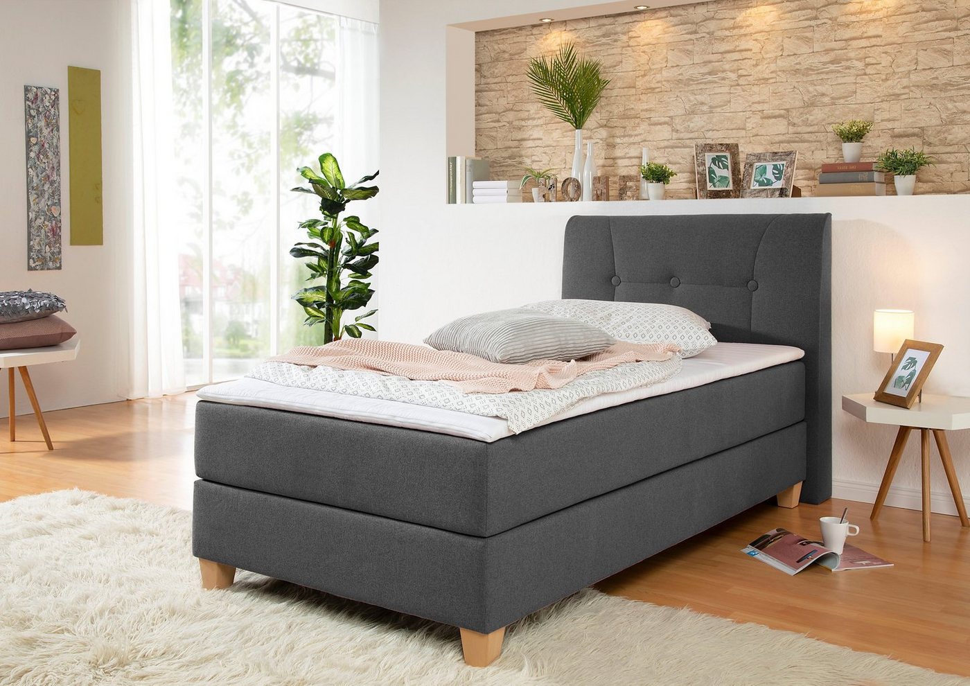 Home affaire Boxspringbett Calloway, inkl. Topper, XXL-Ausführung, in 4 Farben, 5 Breiten, 3 Matratzenarten von Home affaire