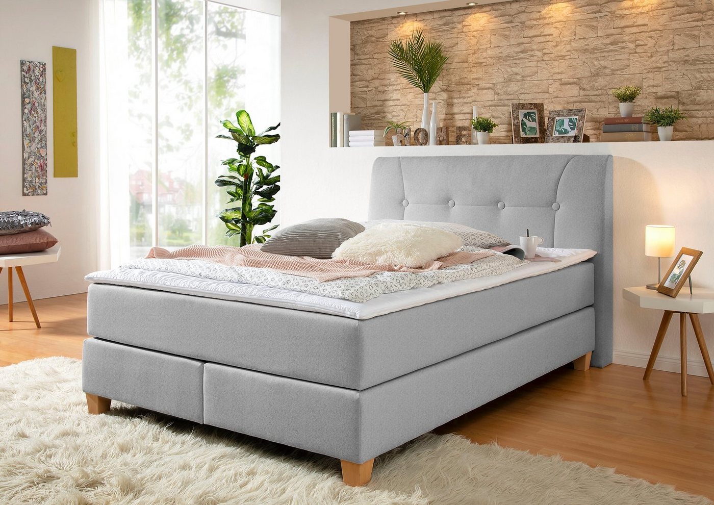 Home affaire Boxspringbett Calloway, inkl. Topper, XXL-Ausführung, in 4 Farben, 5 Breiten, 3 Matratzenarten von Home affaire