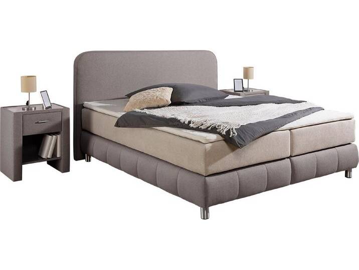 Home affaire Boxspringbett Cesson, in verschiedenen Breiten, inkl. Topper, H3 oder H4 erhältlich, beige, 7-Zonen-Tonnentaschen-Federkernmatratze von Home-affaire