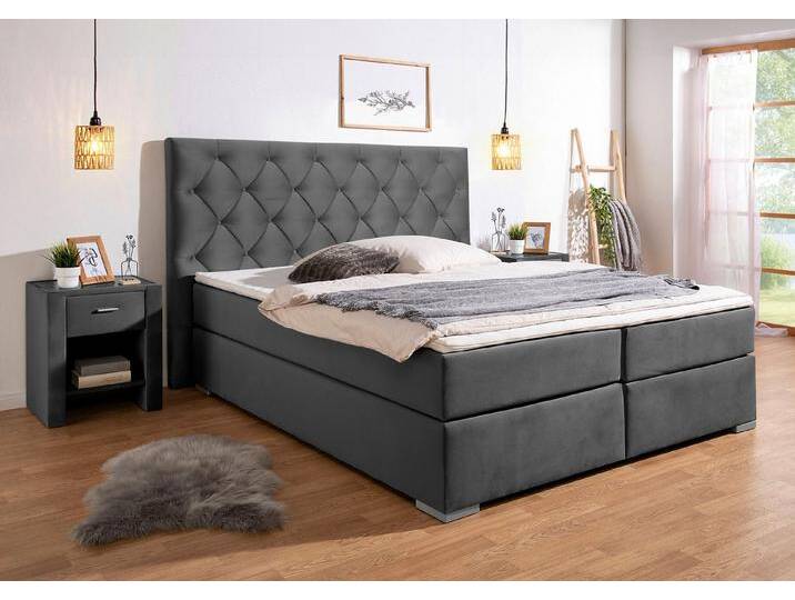 Home affaire Boxspringbett Chalon, in verschiedenen Breiten, inkl. Topper, H3 oder H4 erhältlich, grau, 7-Zonen-Tonnentaschen-Federkernmatratze Home affaire Boxspringbett Chalon, in verschiedenen Breiten, inkl. Topper, H3 oder H4 erhältlich, grau, 7-Zonen-Tonnentaschen-Federkernmatratze von Home-affaire