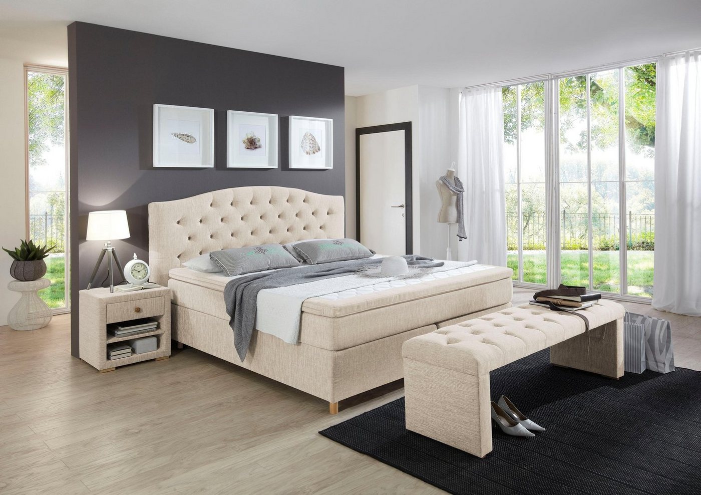 Home affaire Boxspringbett Claire, mit Vollmassiv-Unterbox, incl. Topper, verschiedene Härtegrade von Home affaire