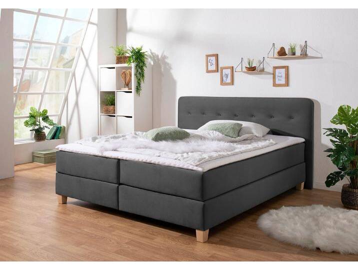 Home affaire Boxspringbett Fargo, in Überlänge 220 cm, mit Topper, 3 Ausführungen, 4, Breiten, grau, 7-Zonen-Tonnentaschen-Federkernmatratze , H2 Home affaire Boxspringbett Fargo, in Überlänge 220 cm, mit Topper, 3 Ausführungen, 4, Breiten, grau, 7-Zonen-Tonnentaschen-Federkernmatratze , H2 von Home-affaire
