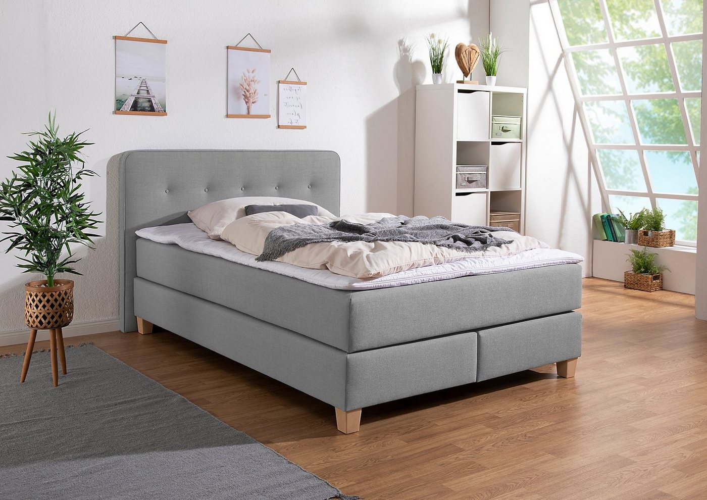 Home affaire Boxspringbett Fargo, in Überlänge 220 cm, mit Topper, 3 Ausführungen, 4, Breiten von Home affaire