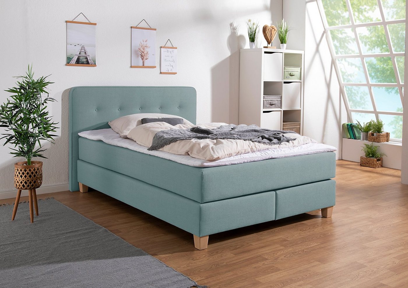 Home affaire Boxspringbett Fargo, in Überlänge 220 cm, mit Topper, 3 Ausführungen, 4, Breiten von Home affaire