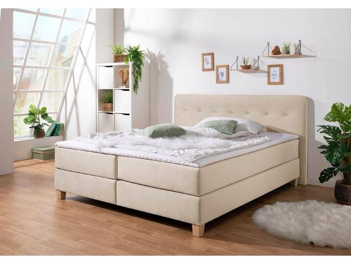 Home affaire Boxspringbett Fargo, inkl. Topper, in 3 Matratzenarten, in Samt- oder Strukturstoff, beige, 7-Zonen-Tonnentaschen-Federkernmatratze , H4 Home affaire Boxspringbett Fargo, inkl. Topper, in 3 Matratzenarten, in Samt- oder Strukturstoff, beige, 7-Zonen-Tonnentaschen-Federkernmatratze , H4 von Home-affaire