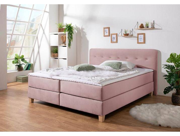 Home affaire Boxspringbett Fargo, inkl. Topper, in 3 Matratzenarten, in Samt- oder Strukturstoff, rosa, 7-Zonen-Tonnentaschen-Federkernmatratze , H4 Home affaire Boxspringbett Fargo, inkl. Topper, in 3 Matratzenarten, in Samt- oder Strukturstoff, rosa, 7-Zonen-Tonnentaschen-Federkernmatratze , H4 von Home-affaire