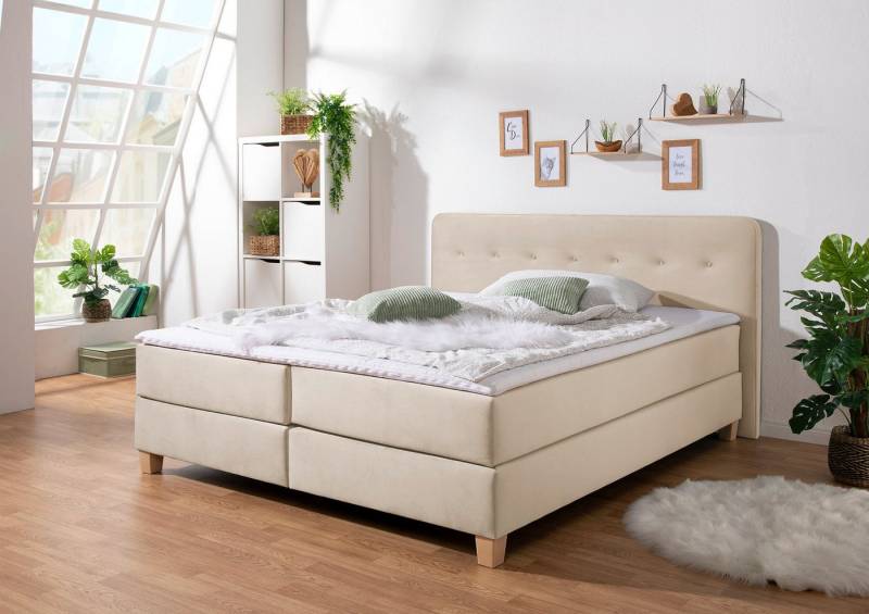 Home affaire Boxspringbett Fargo, inkl. Topper, in 3 Matratzenarten, in Samt- oder Strukturstoff von Home affaire