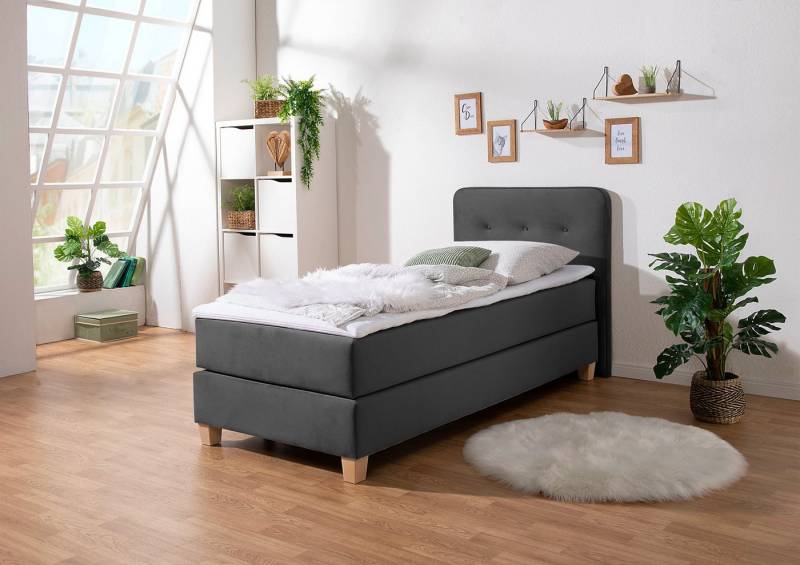 Home affaire Boxspringbett Fargo, inkl. Topper, in 3 Matratzenarten, in Samt- oder Strukturstoff von Home affaire