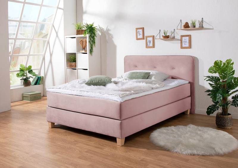 Home affaire Boxspringbett Fargo, inkl. Topper, in 3 Matratzenarten, in Samt- oder Strukturstoff von Home affaire