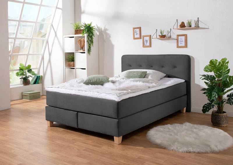 Home affaire Boxspringbett Fargo, inkl. Topper, in 3 Matratzenarten, in Samt- oder Strukturstoff von Home affaire