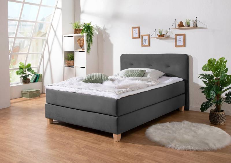 Home affaire Boxspringbett Fargo, inkl. Topper, in 3 Matratzenarten, in Samt- oder Strukturstoff von Home affaire