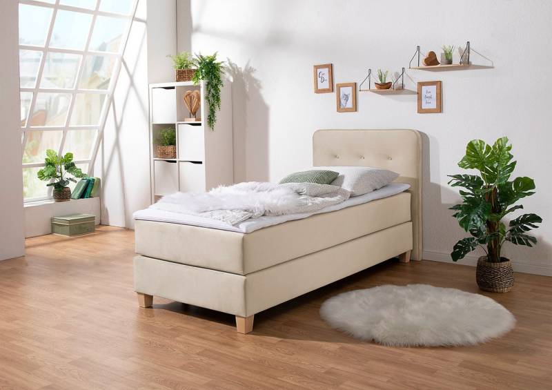 Home affaire Boxspringbett Fargo, inkl. Topper, in 3 Matratzenarten, in Samt- oder Strukturstoff von Home affaire