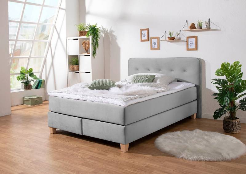 Home affaire Boxspringbett Fargo, inkl. Topper, in 3 Matratzenarten, in Samt- oder Strukturstoff von Home affaire