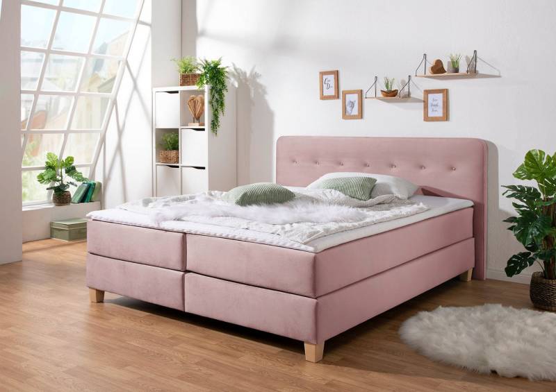 Home affaire Boxspringbett Fargo, inkl. Topper, in 3 Matratzenarten, in Samt- oder Strukturstoff von Home affaire