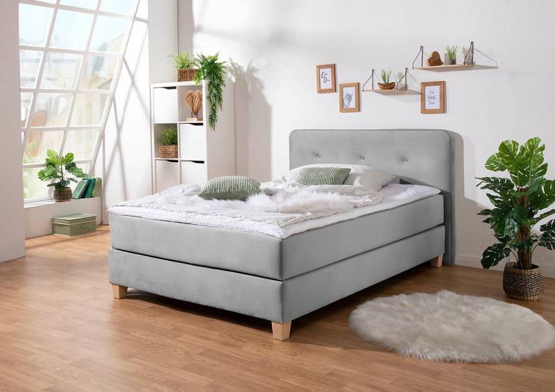 Home affaire Boxspringbett Fargo, inkl. Topper, in 3 Matratzenarten, in Samt- oder Strukturstoff von Home affaire