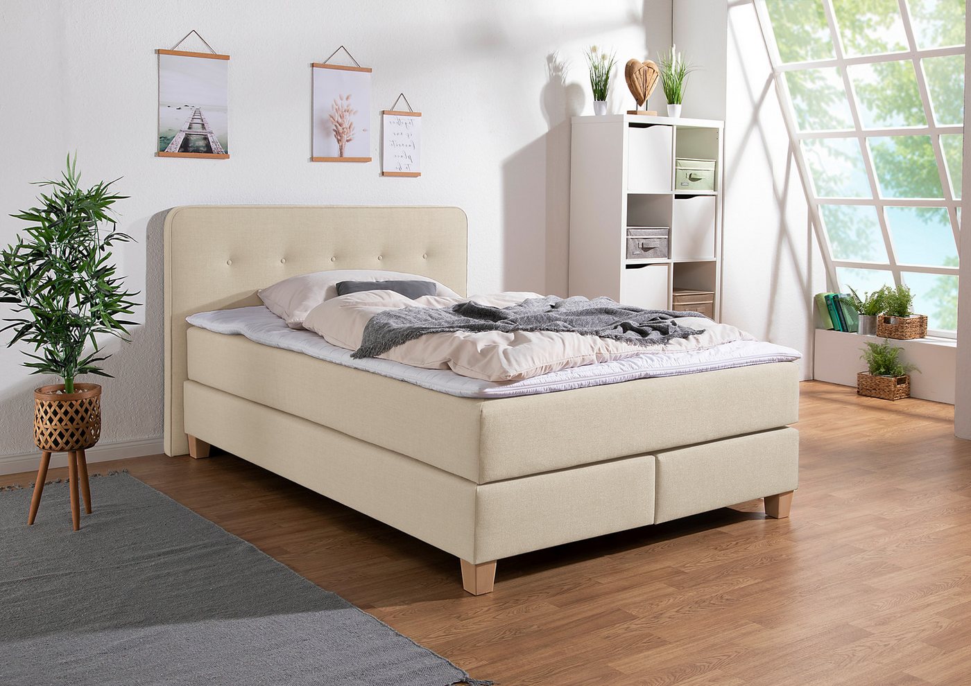 Home affaire Boxspringbett Fargo, inkl. Topper, in 3 Matratzenarten, viele Farben, in 6 Breiten von Home affaire