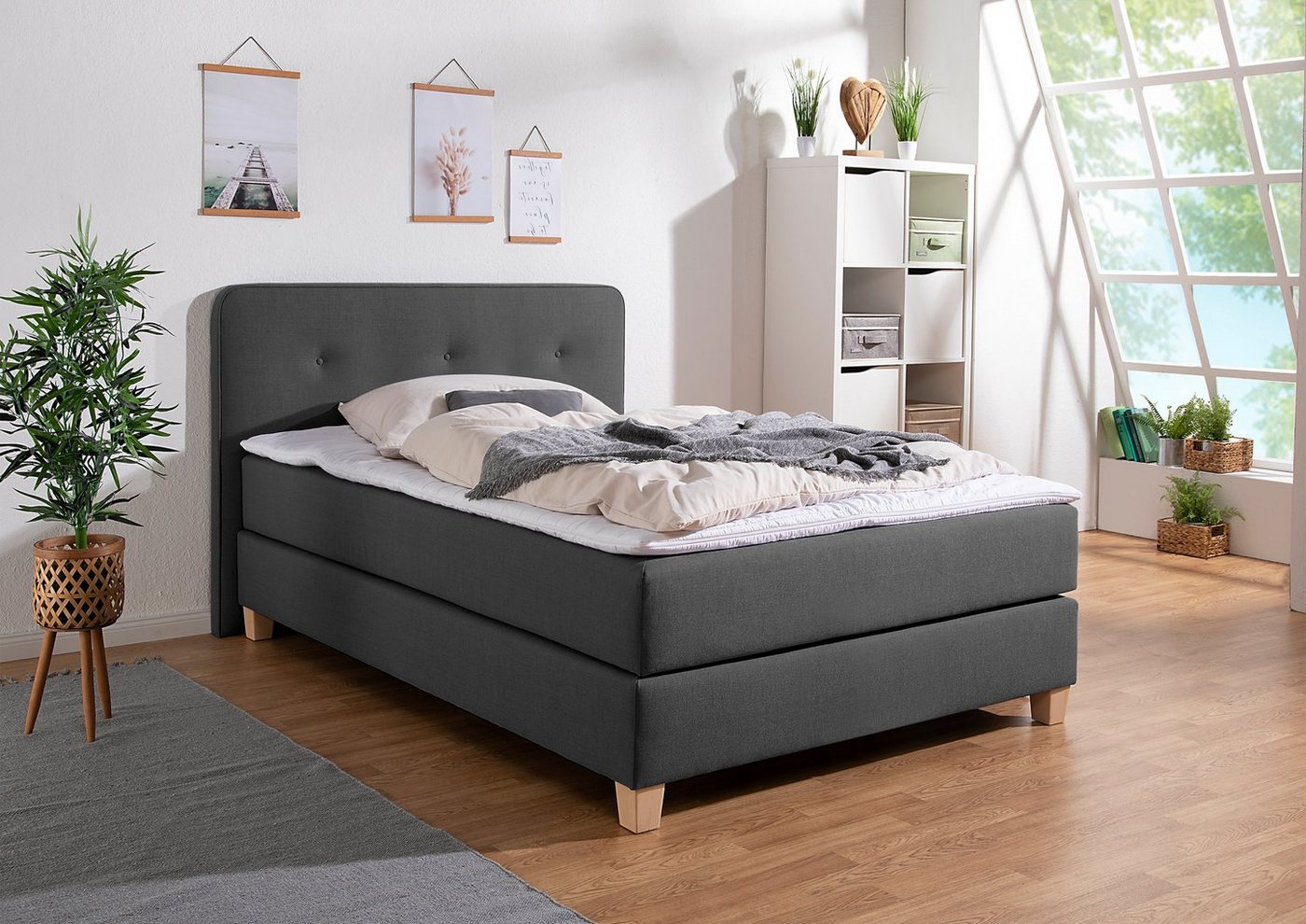 Home affaire Boxspringbett Fargo, inkl. Topper, in 3 Matratzenarten, viele Farben, in 6 Breiten von Home affaire