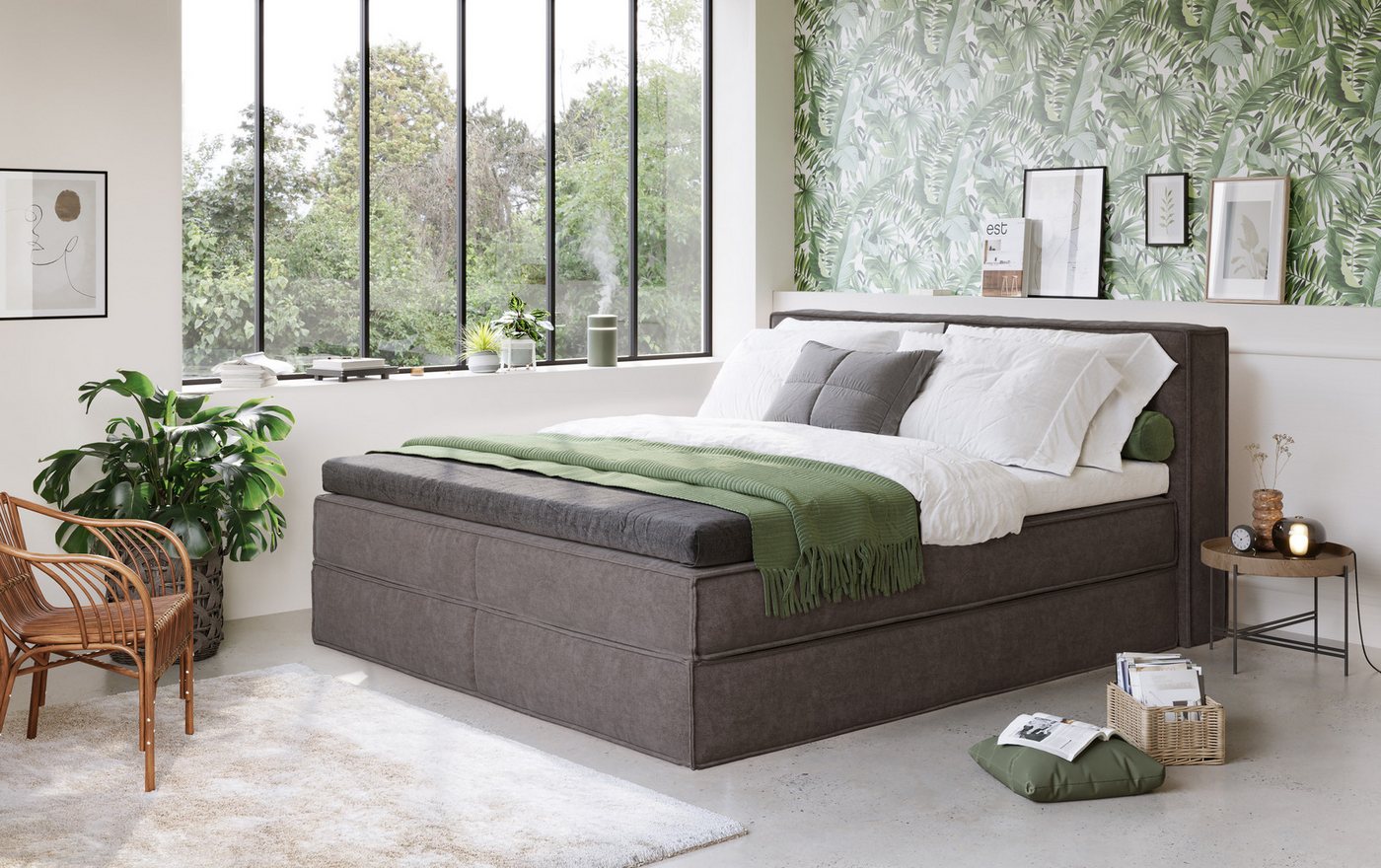 Home affaire Boxspringbett Milano, Boxbett inkl. Topper, 2 Matratzen, Härtegrade H2, H3 und H4 wählbar von Home affaire