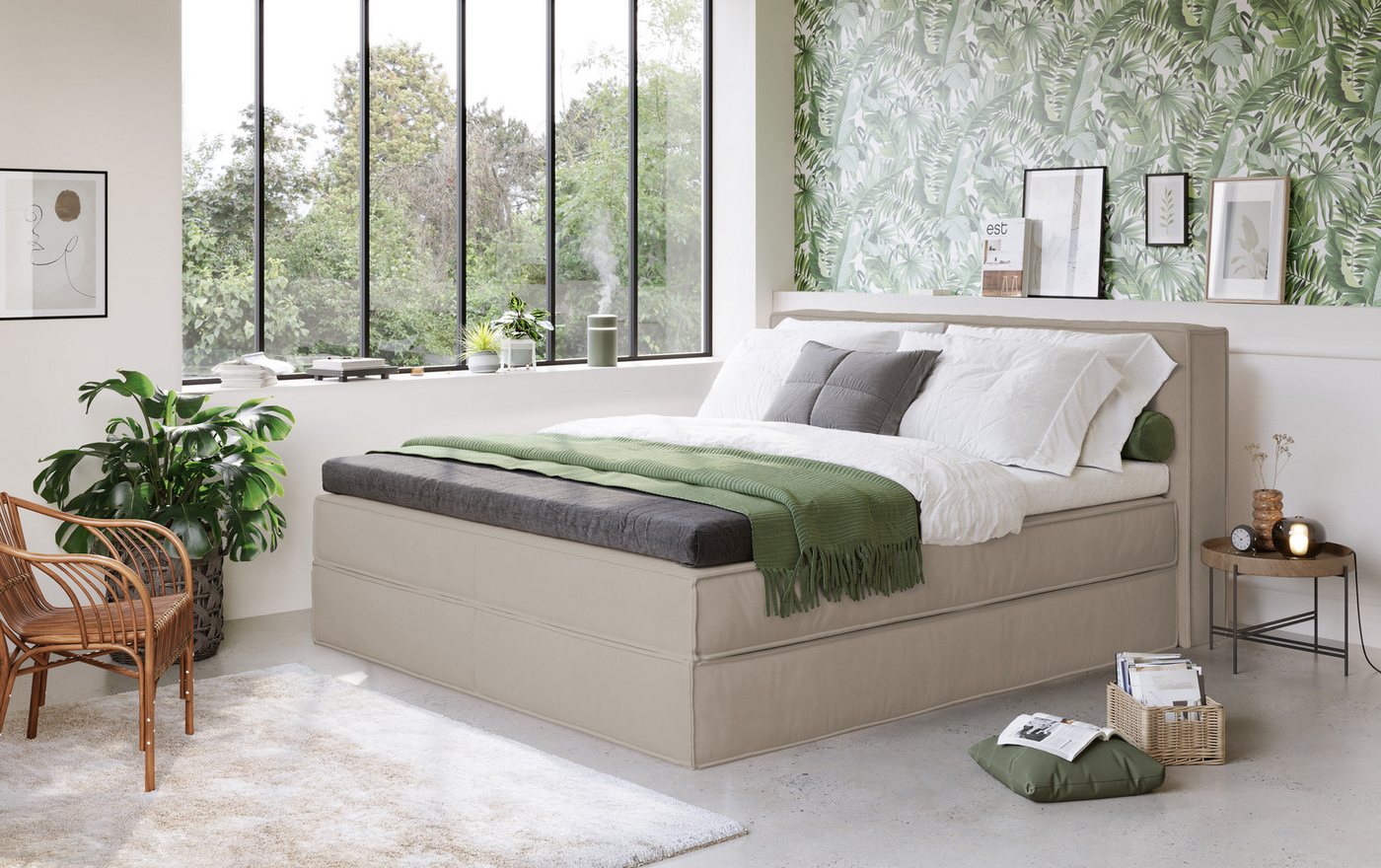 Home affaire Boxspringbett Milano, Boxbett inkl. Topper, 2 Matratzen, Härtegrade H2, H3 und H4 wählbar von Home affaire