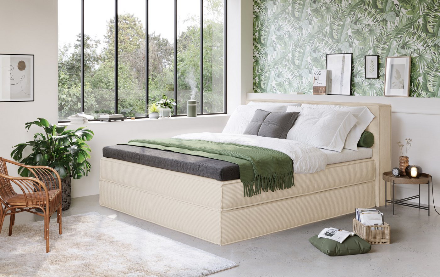 Home affaire Boxspringbett Milano, Boxbett inkl. Topper, 2 Matratzen, Härtegrade H2, H3 und H4 wählbar von Home affaire