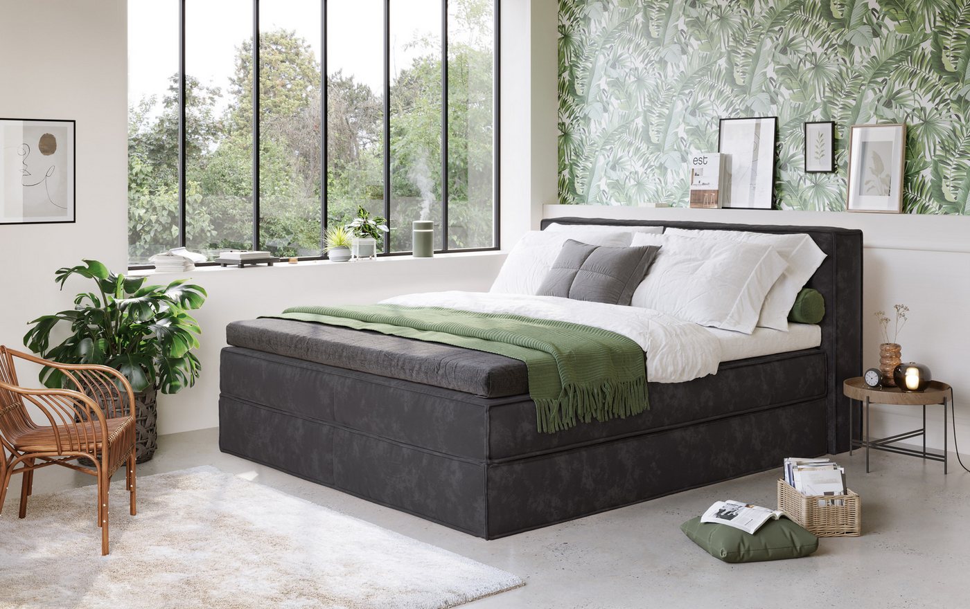 Home affaire Boxspringbett Milano, Boxbett inkl. Topper, 2 Matratzen, Härtegrade H2, H3 und H4 wählbar von Home affaire