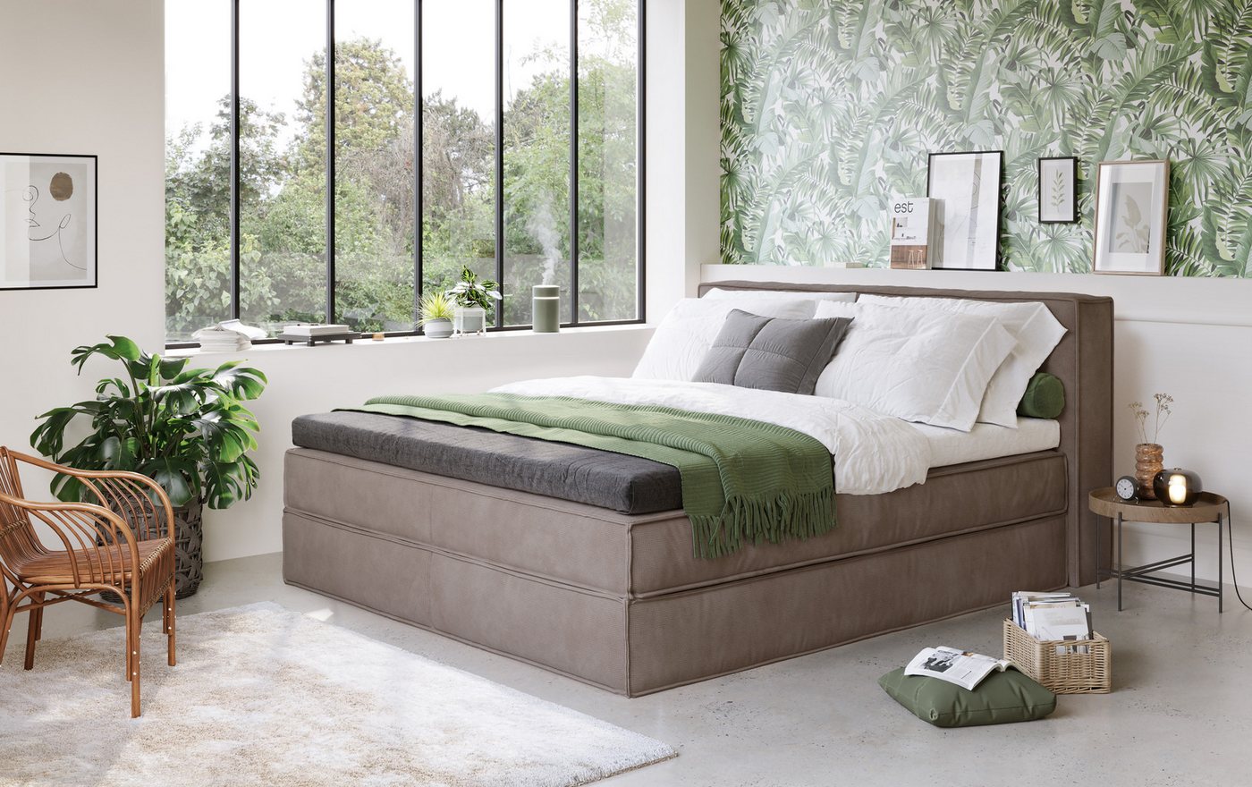 Home affaire Boxspringbett Milano, Boxbett inkl. Topper, 2 Matratzen, Härtegrade H2, H3 und H4 wählbar von Home affaire