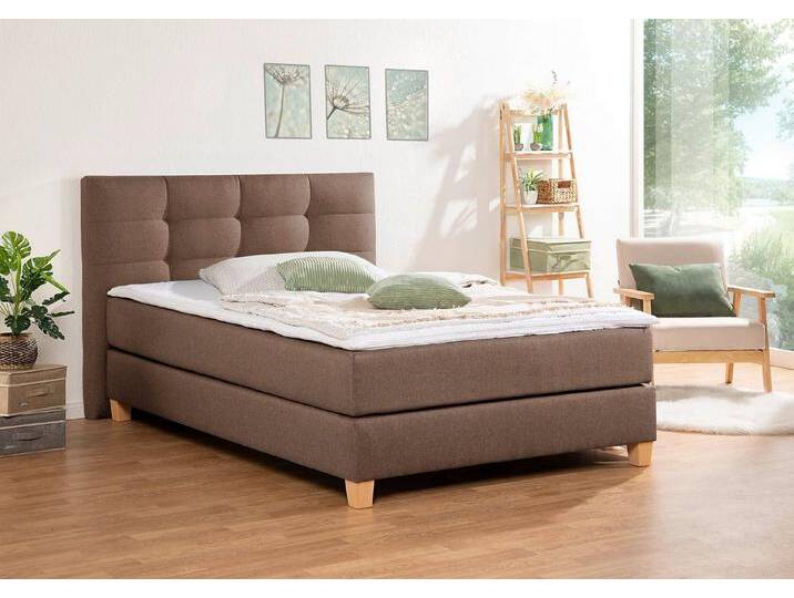 Home affaire Boxspringbett Moulay, inkl. Topper, in 3 Härtegraden, TFK auch in Härtegrad 4, braun, Bonnell-Federkernmatratze , H2 (80 kg), mittelbraun von Home-affaire