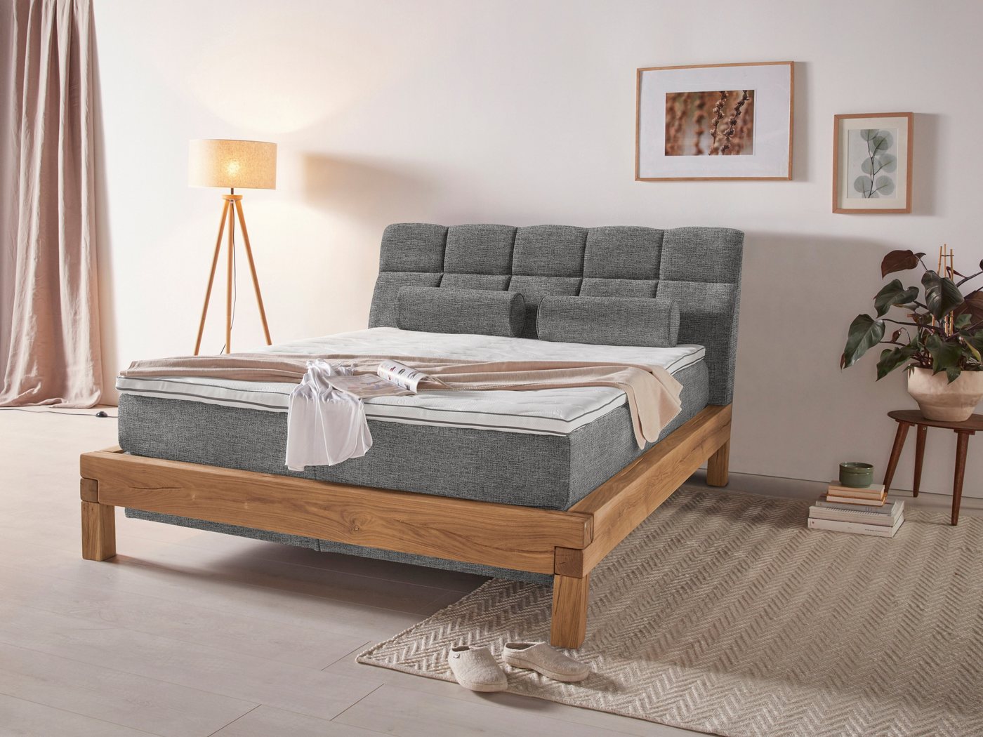 Home affaire Boxspringbett Villads, Liegefläche: 160/200 cm aus Balkeneiche, Inside-Boxspring-Unterbau von Home affaire