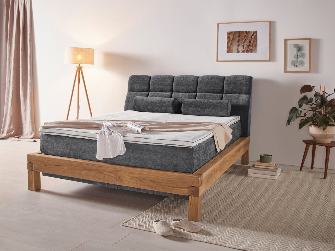 Home affaire Boxspringbett Villads, Liegefläche: 160/200 cm aus Balkeneiche, Inside-Boxspring-Unterbau von Home affaire