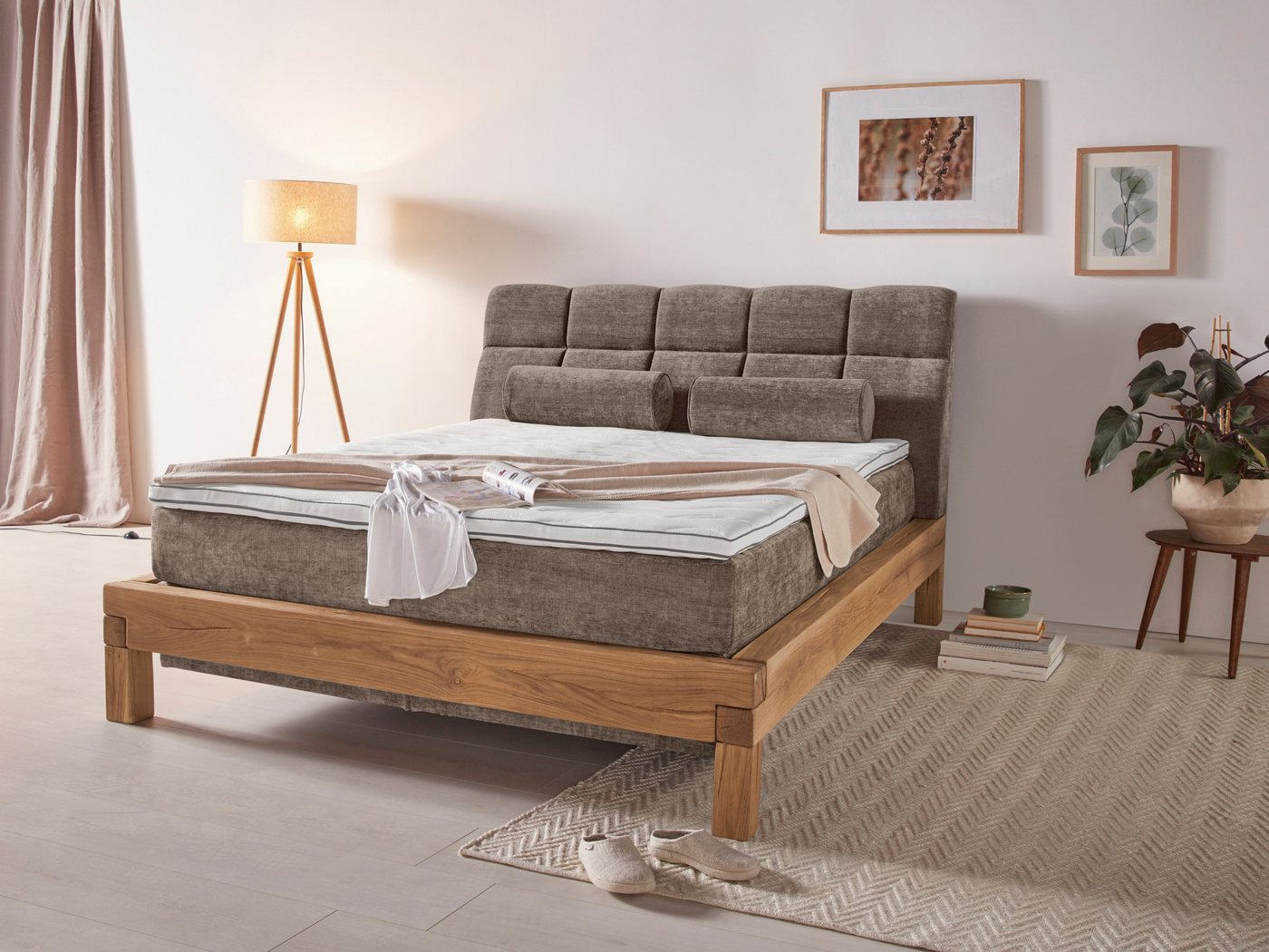 Home affaire Boxspringbett Villads, Liegefläche: 160/200 cm aus Balkeneiche, Inside-Boxspring-Unterbau von Home affaire