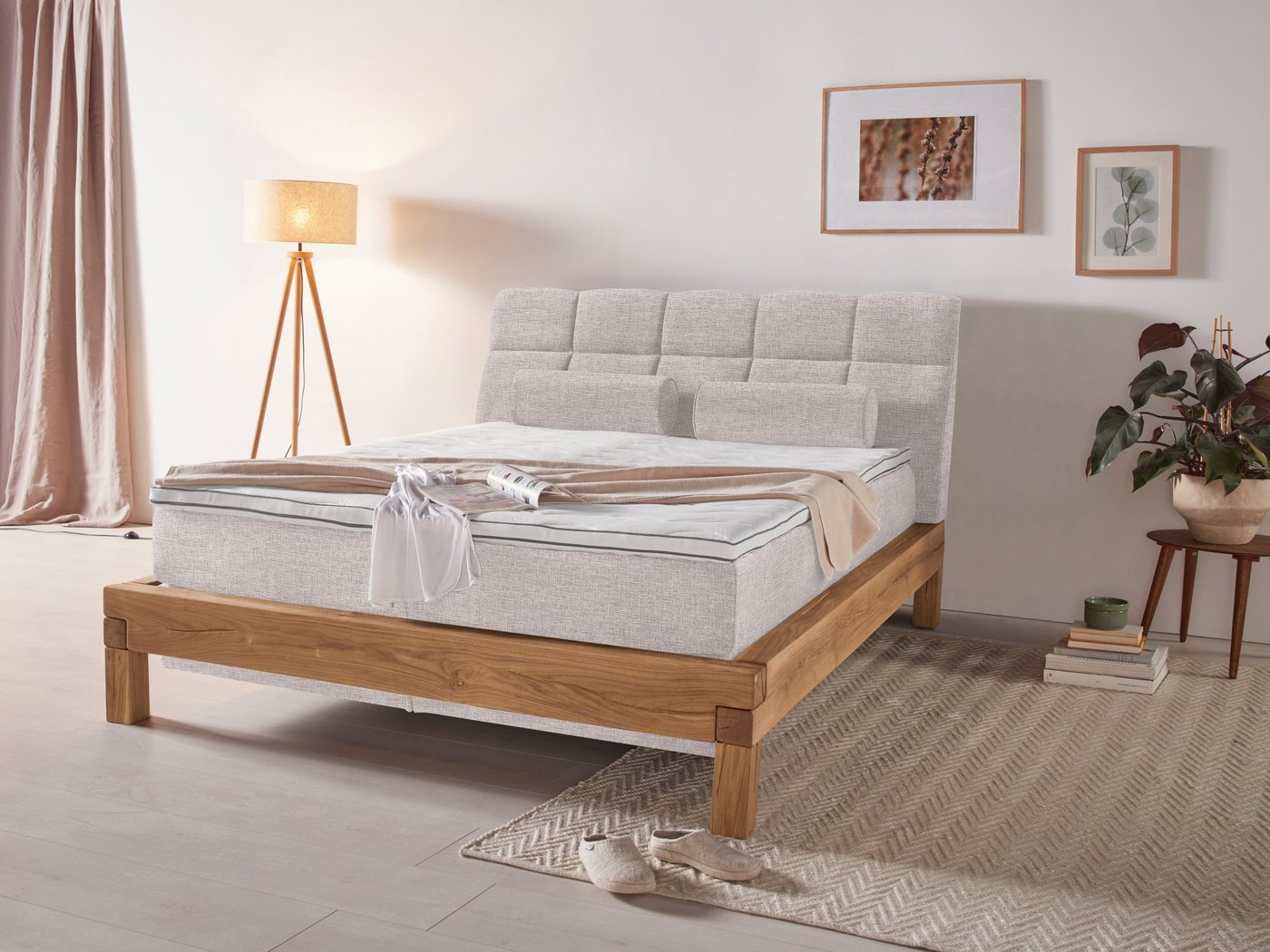 Home affaire Boxspringbett Villads, Liegefläche: 160/200 cm aus Balkeneiche, Inside-Boxspring-Unterbau von Home affaire