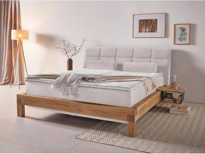 Home affaire Boxspringbett Villads, Liegefläche: 180/200 cm, Inside-Boxspring-Unterbau, recycelte Stoffe, beige, Topper Premium, H3 (100 kg) von Home-affaire