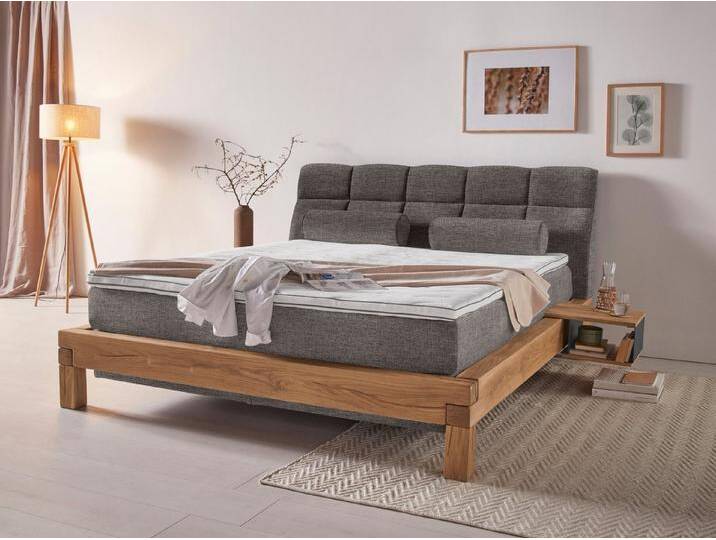 Home affaire Boxspringbett Villads, Liegefläche: 180/200 cm, Inside-Boxspring-Unterbau, recycelte Stoffe, braun, Topper Premium, H2 (80 kg) von Home-affaire