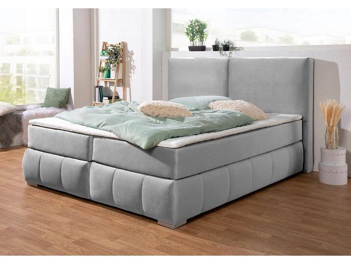 Home affaire Boxspringbett Wehma, inkl. Topper in 3 verschiedenen Matratzen, auch in Samtstoff, grau silberfarben, 7-Zonen-Tonnentaschen-Federkernmatratze Home affaire Boxspringbett Wehma, inkl. Topper in 3 verschiedenen Matratzen, auch in Samtstoff, grau silberfarben, 7-Zonen-Tonnentaschen-Federkernmatratze von Home-affaire