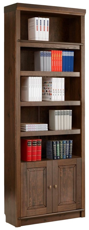 Home affaire Bücherregal Soeren, aus massiver Kiefer, Höhe 220 cm, mit 2 Holztüren, viel Stauraum von Home affaire