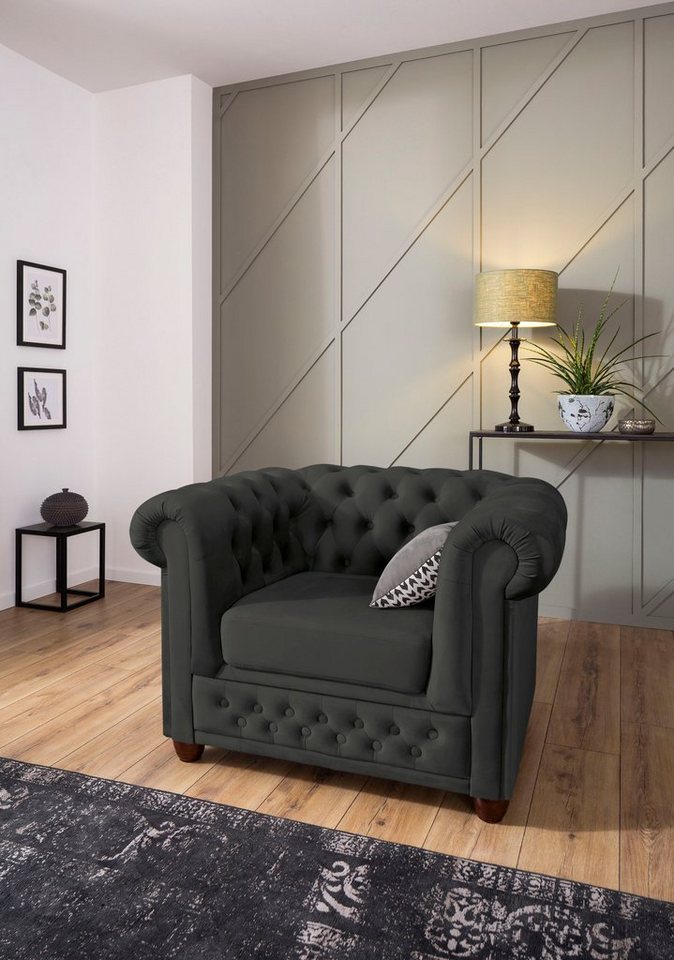 Home affaire Chesterfield-Sessel New Castle, hochwertige Knopfheftung, B/T/H: 104/86/72 cm von Home affaire