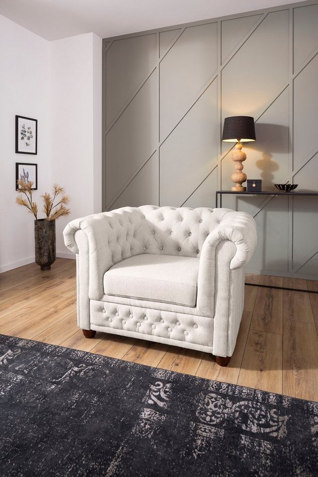 Home affaire Chesterfield-Sessel New Castle, hochwertige Knopfheftung, B/T/H: 104/86/72 cm von Home affaire