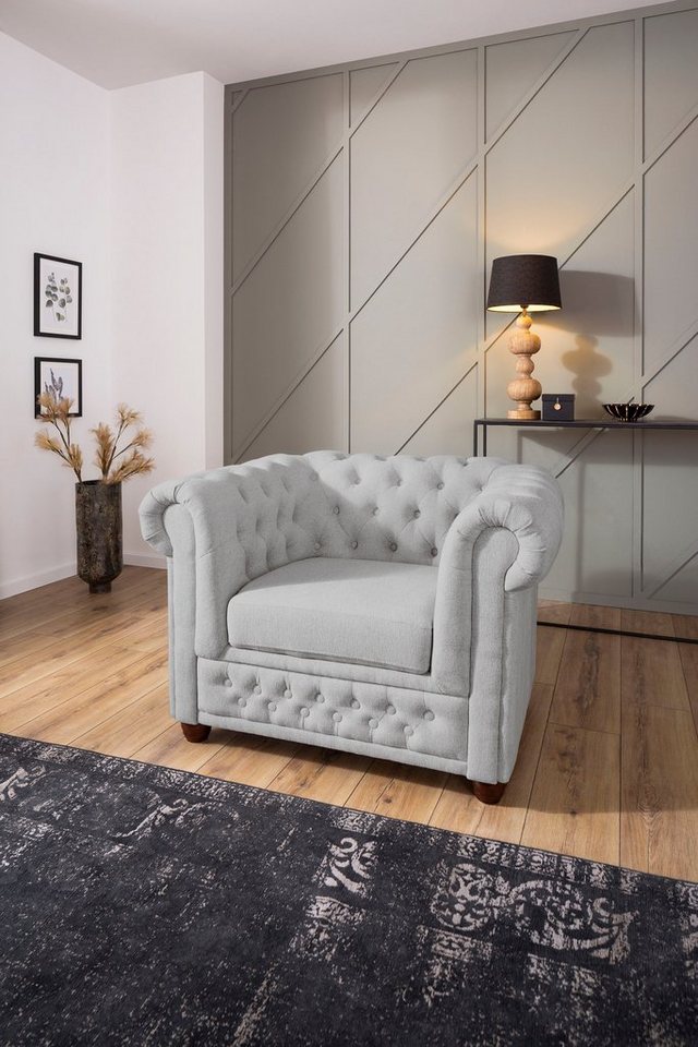 Home affaire Chesterfield-Sessel New Castle, hochwertige Knopfheftung, B/T/H: 104/86/72 cm von Home affaire