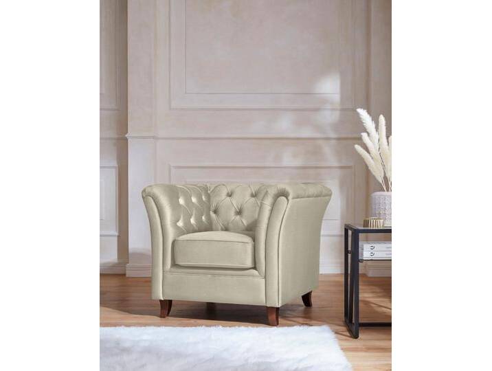 Home affaire Chesterfield-Sessel Reims Cocktailsessel, Sessel, mit echter Chesterfield-Knopfheftung, hochwertige Verarbeitung, beige, creme von Home-affaire