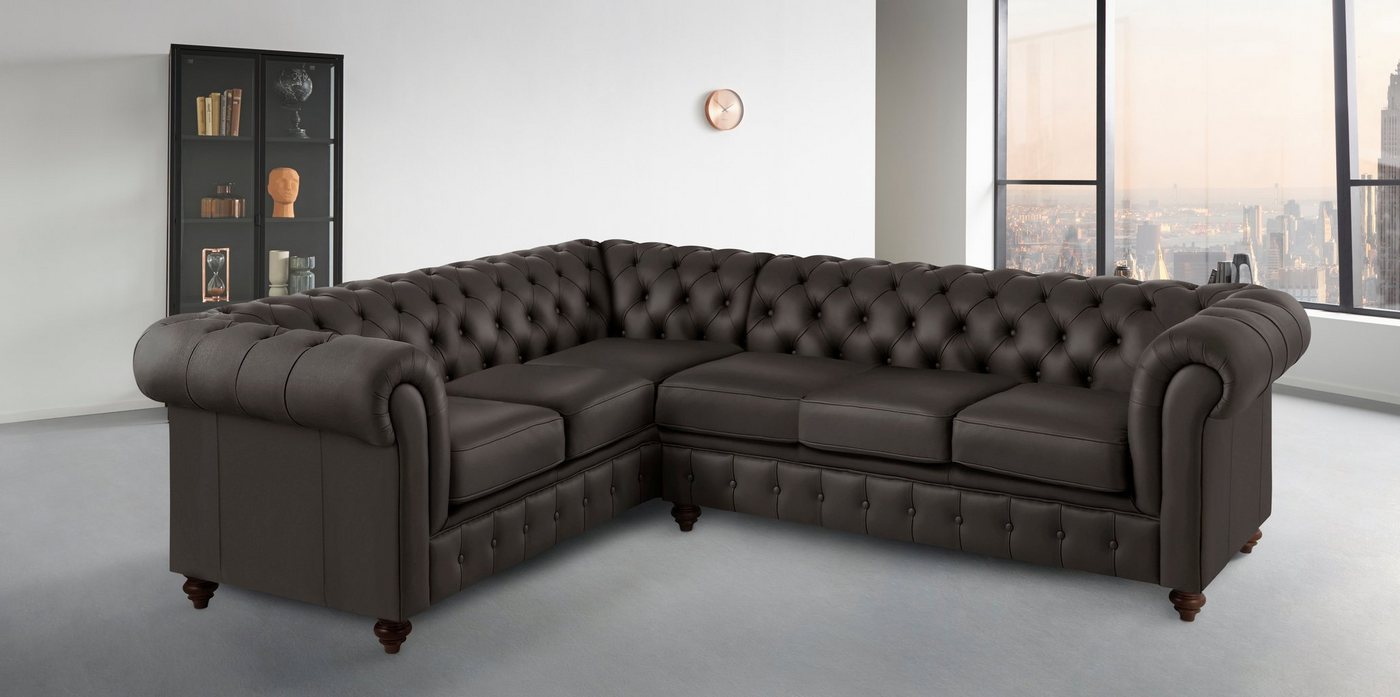 Home affaire Chesterfield-Sofa Chesterfield Ecksofa, auch in Leder L-Form, hochwertige Knopfheftung, langer Schenkel links oder rechts wählbar von Home affaire