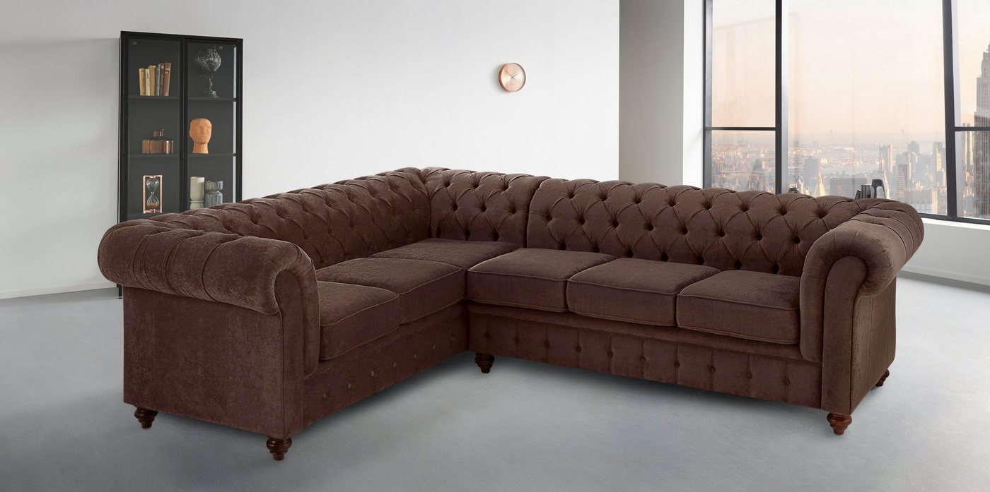 Home affaire Chesterfield-Sofa Chesterfield Ecksofa, auch in Leder L-Form, hochwertige Knopfheftung, langer Schenkel links oder rechts wählbar von Home affaire