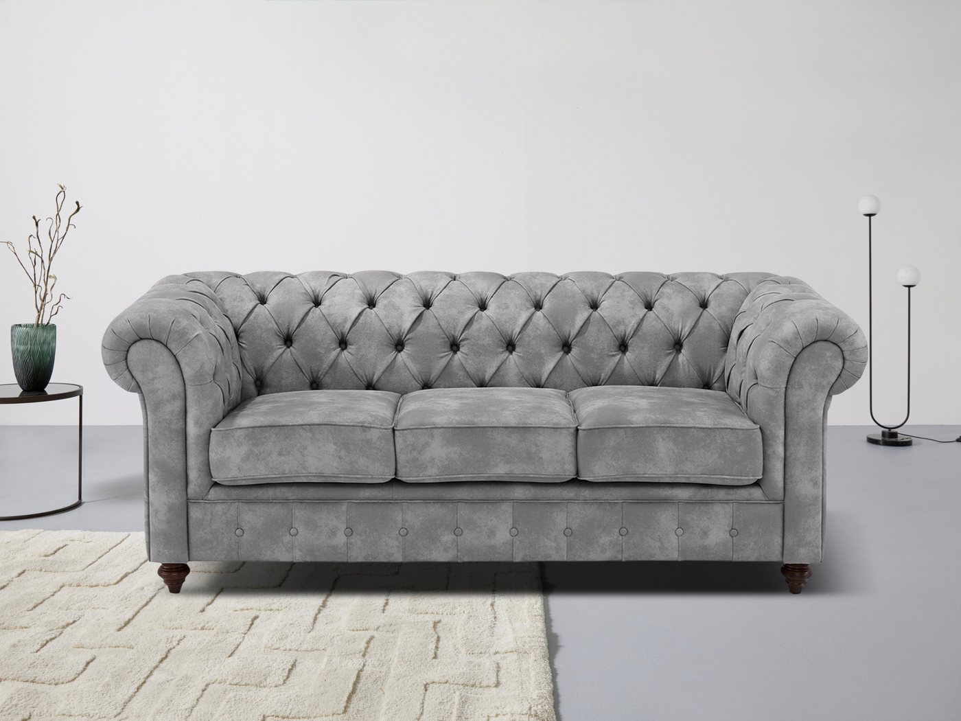 Home affaire Chesterfield-Sofa Chesterfield 3-Sitzer B/T/H: 198/89/74 cm, mit hochwertiger Knopfheftung, auch in Leder von Home affaire