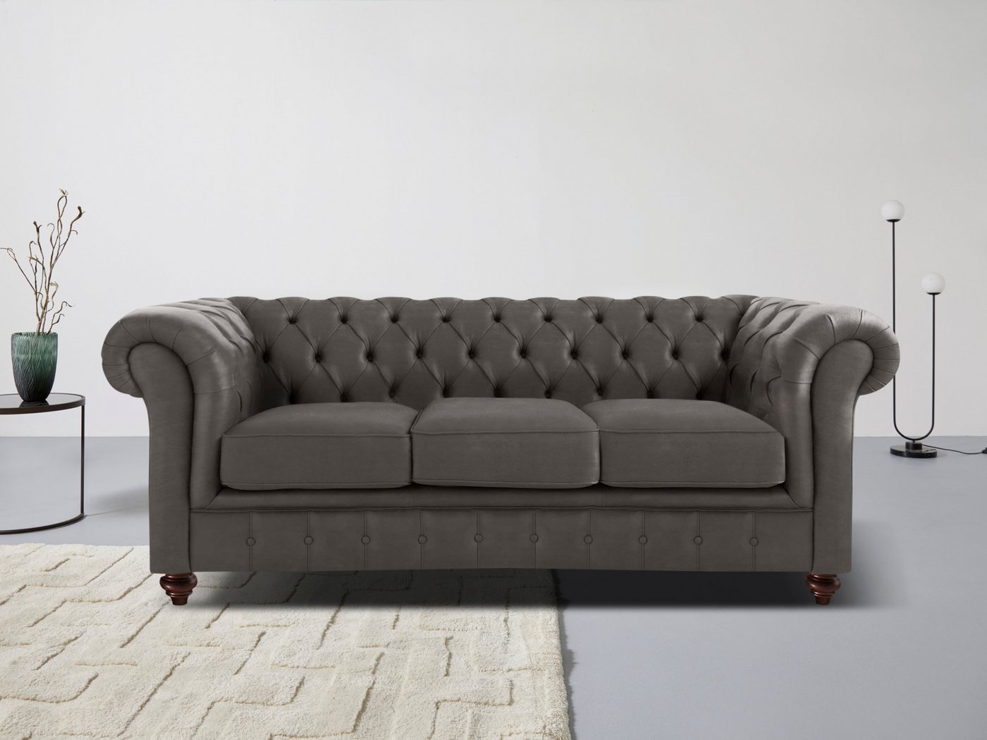 Home affaire Chesterfield-Sofa Chesterfield 3-Sitzer B/T/H: 198/89/74 cm, mit hochwertiger Knopfheftung, auch in Leder von Home affaire