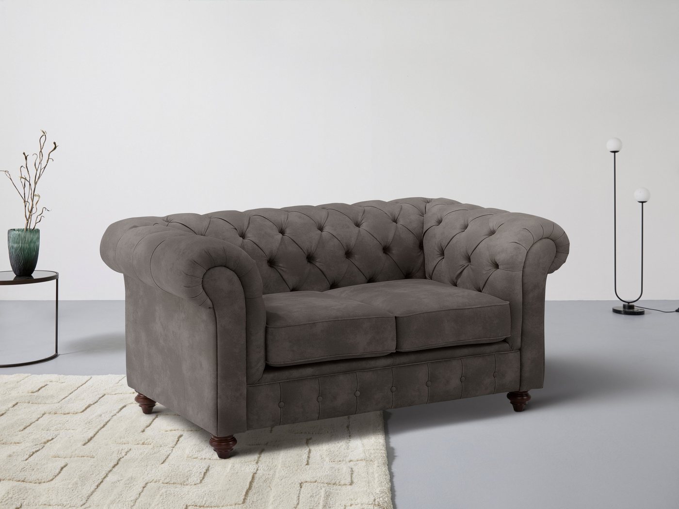 Home affaire Chesterfield-Sofa Chesterfield 2-Sitzer B/T/H: 150/89/74 cm, mit hochwertiger Knopfheftung, auch in Leder von Home affaire